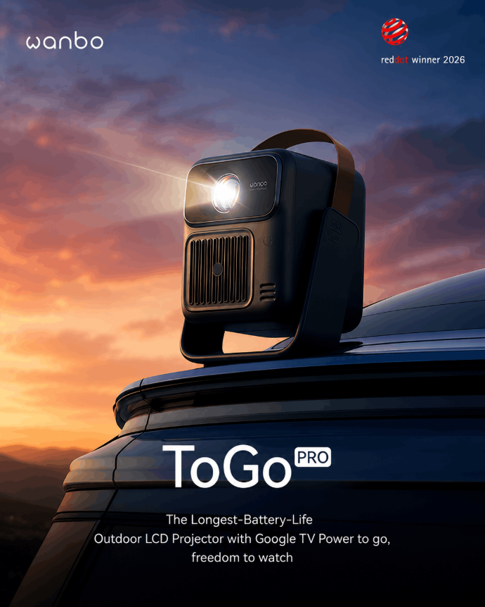 Wanbo ToGo Pro Portable Smart Projector with Google TV and 500 ANSI Lumens