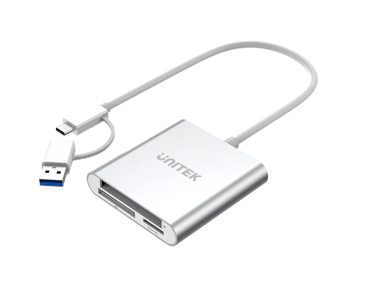 USB 3.0 3 Ports Memory Card Reader with USB-C Adapter